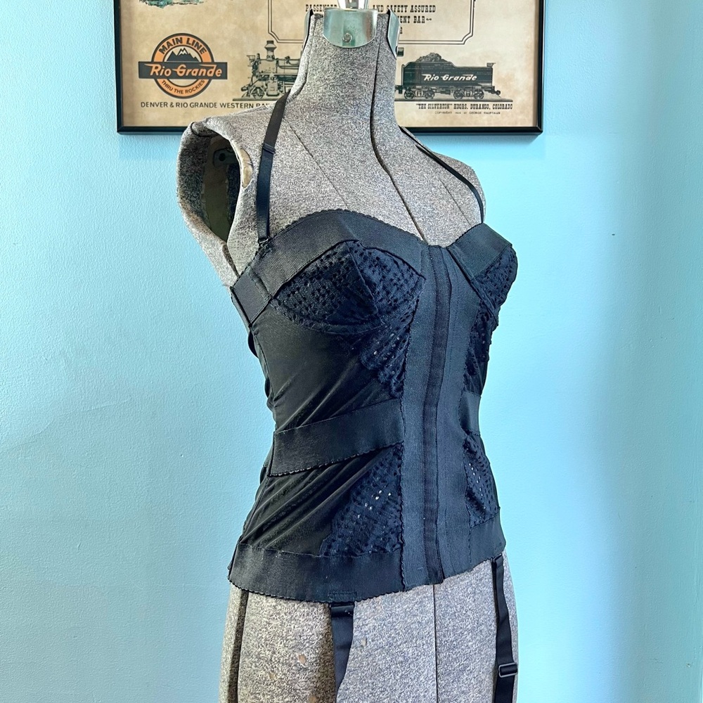 Blackheart Black Lace Bustier Top with Heart Logo Tag